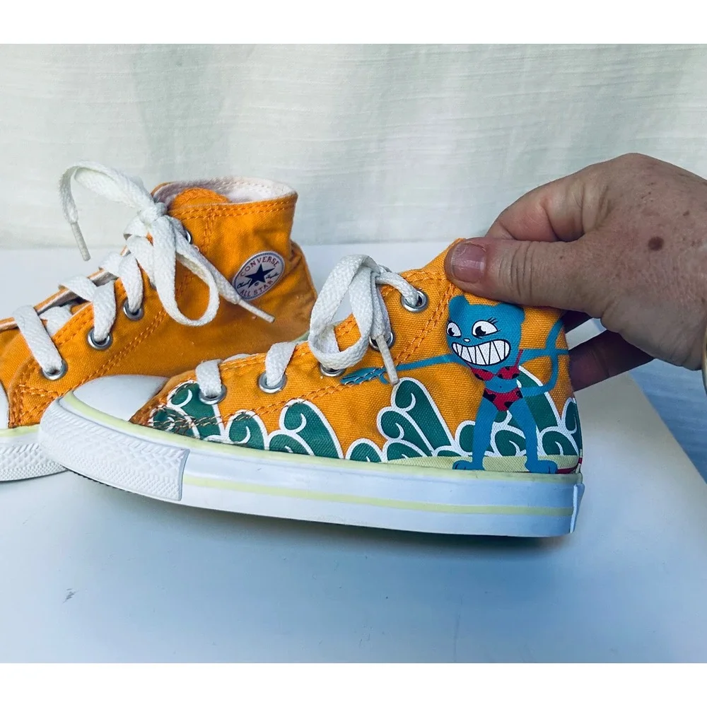 Converse Chuck Taylor All Star Toddler Orange Custom Monster Surf High Top Shoes